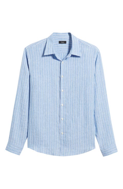 Irving Relaxed Fit Stripe Linen Button-Up Shirt