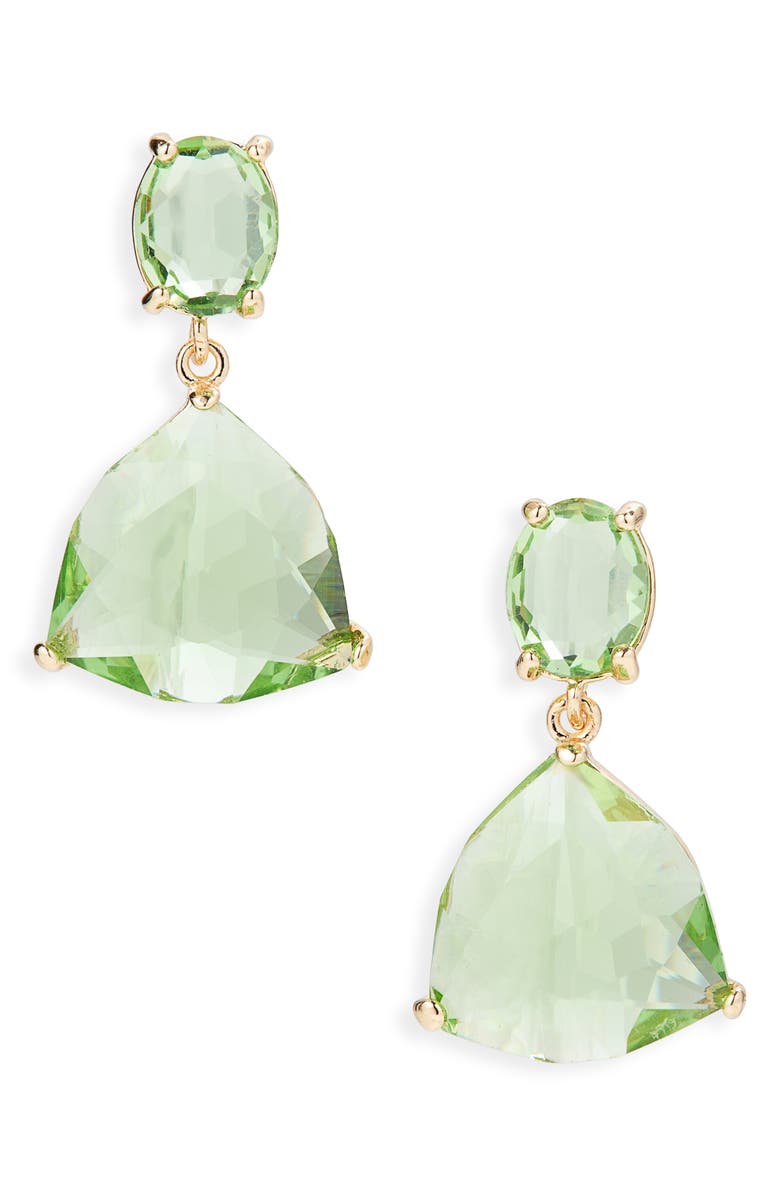 Cara Glass Drop Earrings, Main, color, Lime Green
