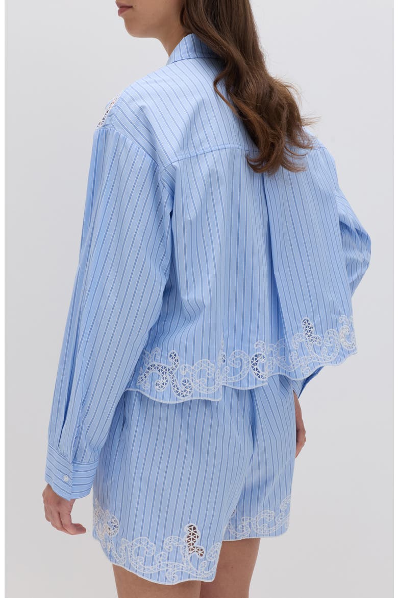 Stripe Embroidered Button-Up Shirt, Alternate, color, BLUE/ MULTI