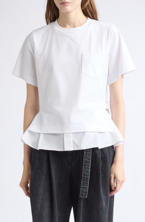 Poplin Mixed Cotton Jersey T-Shirt