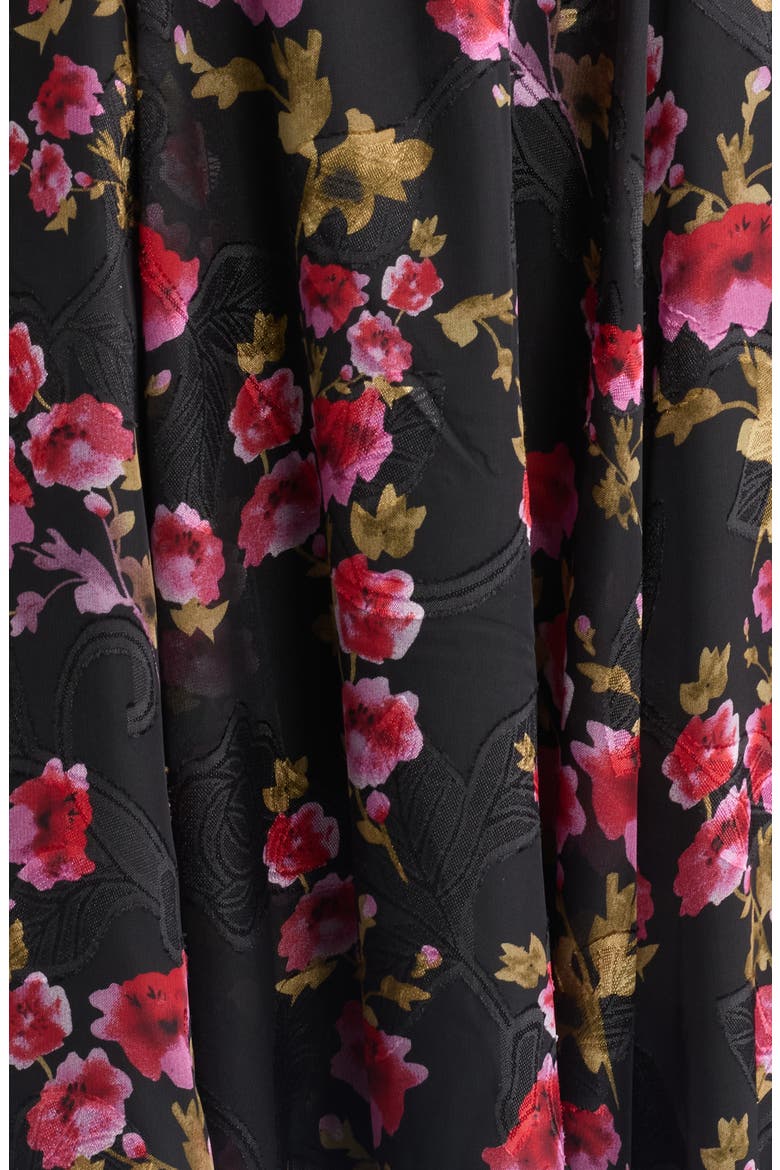 Elena Floral Strapless Cocktail Midi Dress, Alternate, color, BLACK FLORAL MULTI