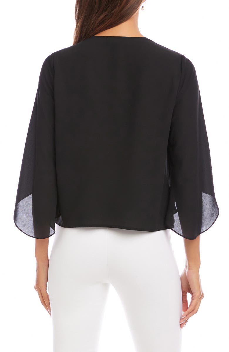 Karen Kane Drape Crossover Crepe Top, Alternate, color, Black