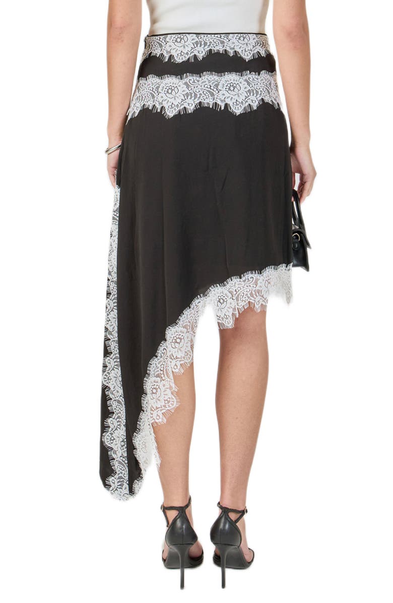 Endless Rose Asymmetric Lace Trim Skirt, Alternate, color, Black/ White