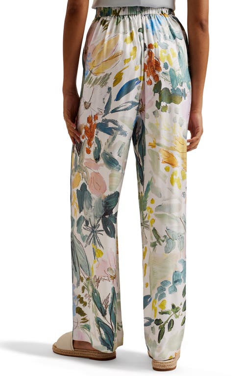 Ted Baker London Sarca Floral Wide Leg Pants In Ivory