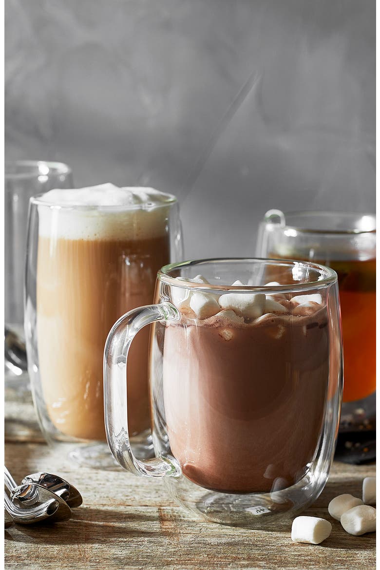 Sorrento 9-Piece Double Wall Latte & Coffee Set, Alternate, color, CLEAR