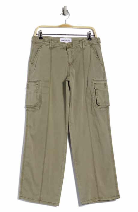 Low Rise Wide Leg Poplin Cargo Pants