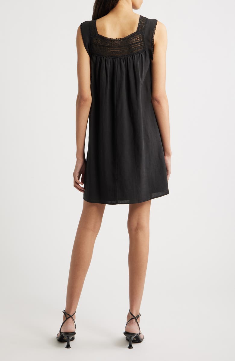Charles Henry Lace Trim Shift Dress, Alternate, color, Black