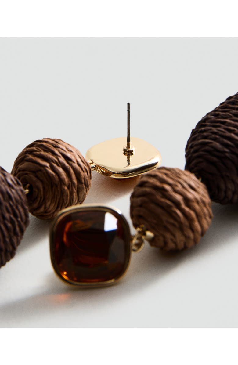 MANGO Raffia Drop Earrings, Alternate, color, Brown