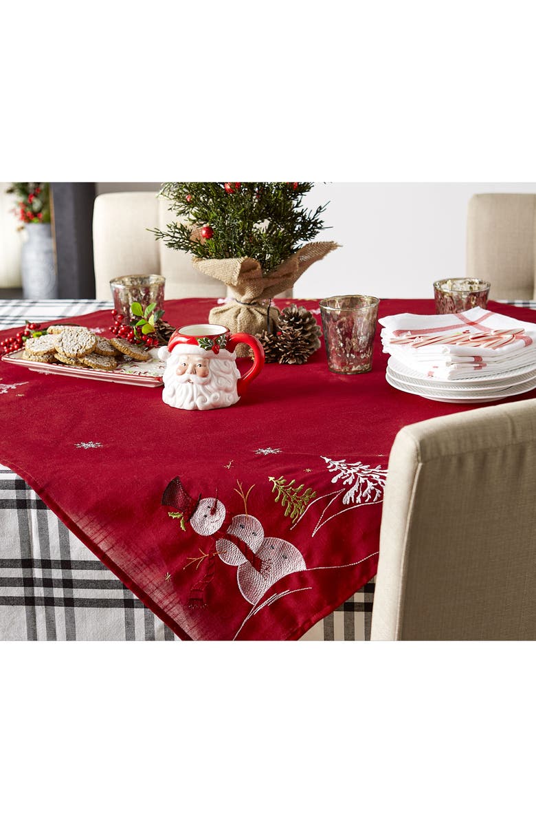 Design Imports Embroidered Square Table Topper, Alternate, color, Snowman