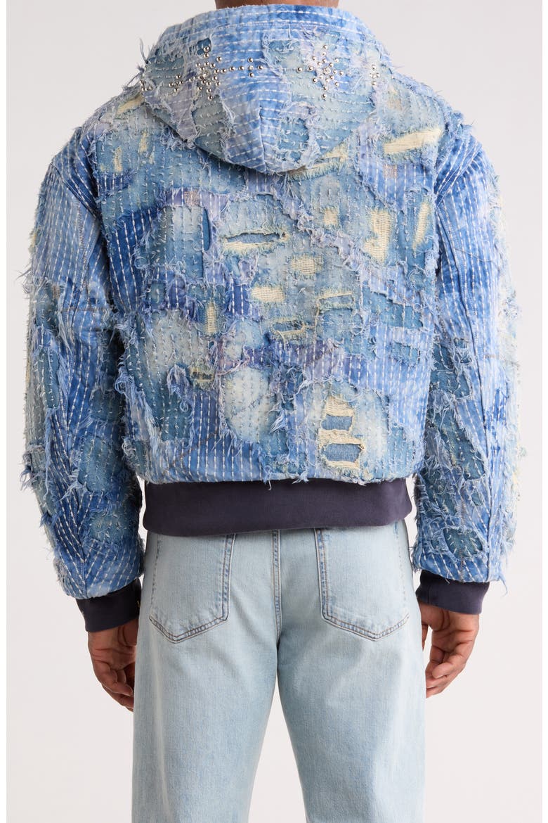 Boro Distressed Hooded Denim Jacket, Alternate, color, BLUE WASH
