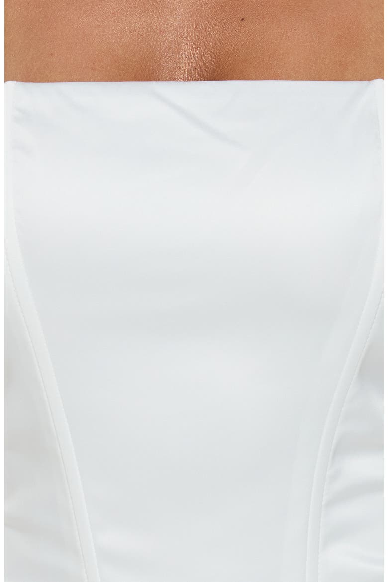 Annibella Ruched Strapless Minidress, Alternate, color, WHITE