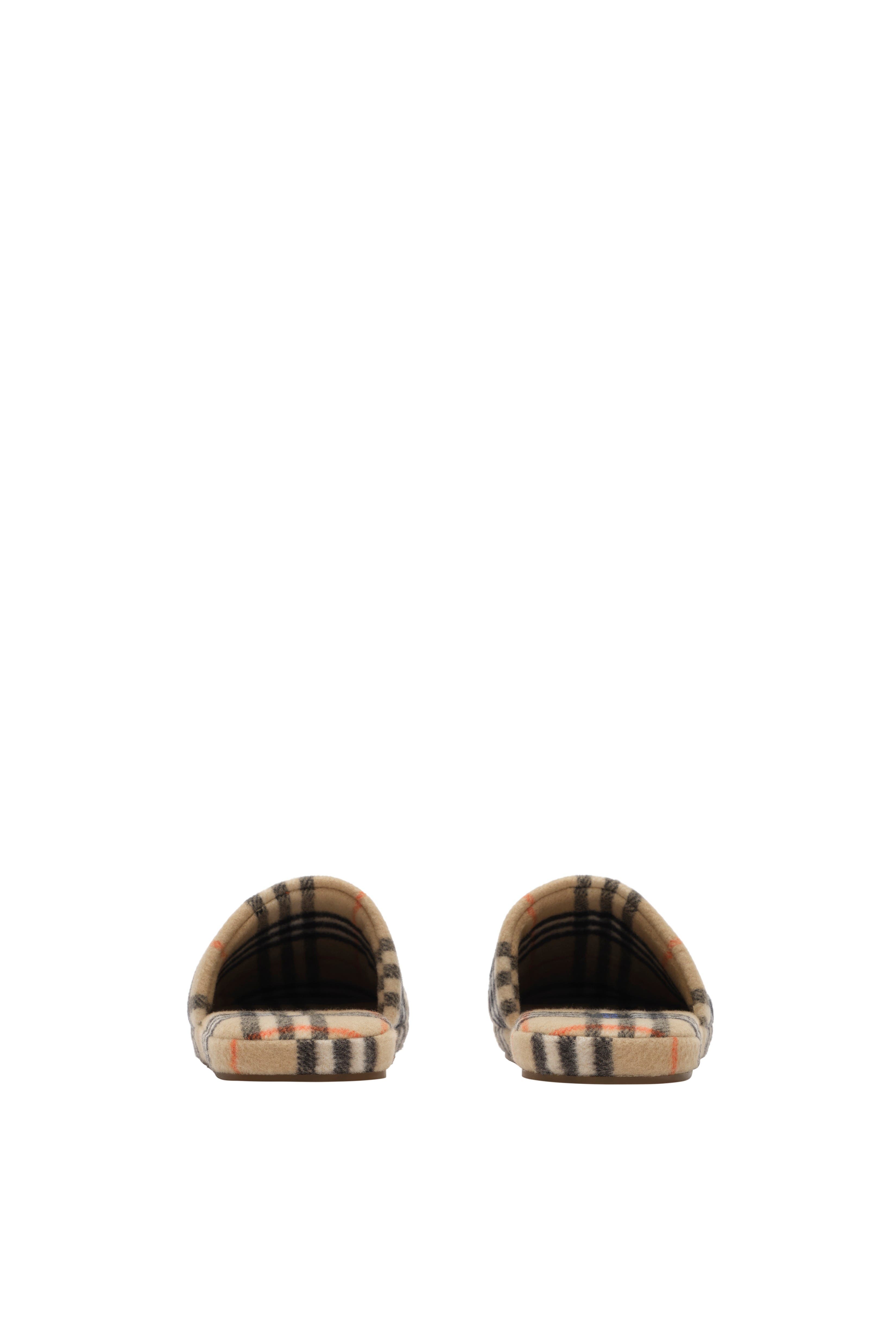 Burberry Check Wool Blend Slippers, Alternate, color, Sand Beige