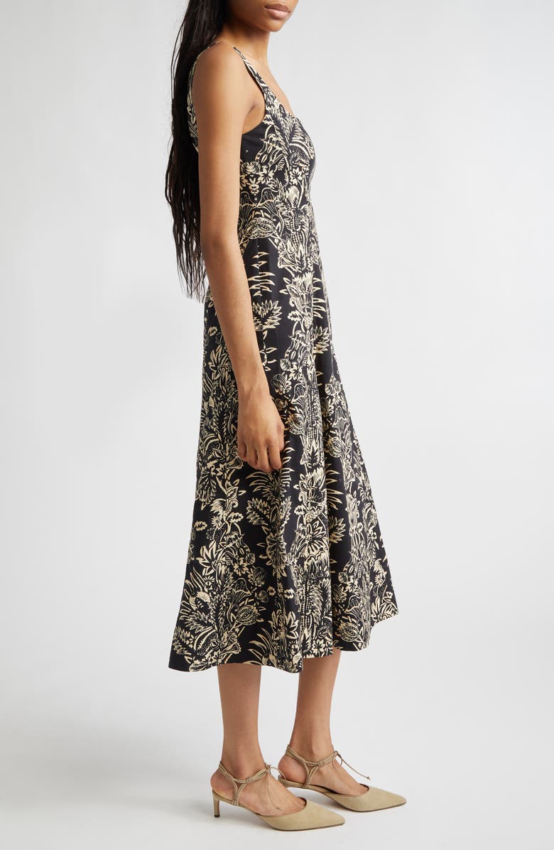 Ulla Johnson Augustina Botanical Midi Dress, Alternate, color, Noir