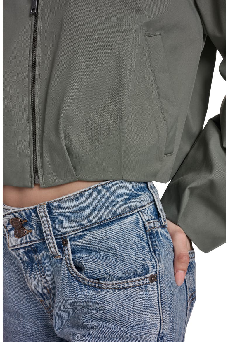 Crop Bubble Hem Bomber Jacket, Alternate, color, SAGE