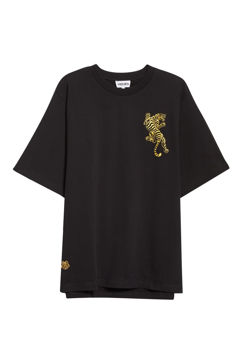 Oversize Climbing Tiger Graphic Tee, Alternate, color, BLACK