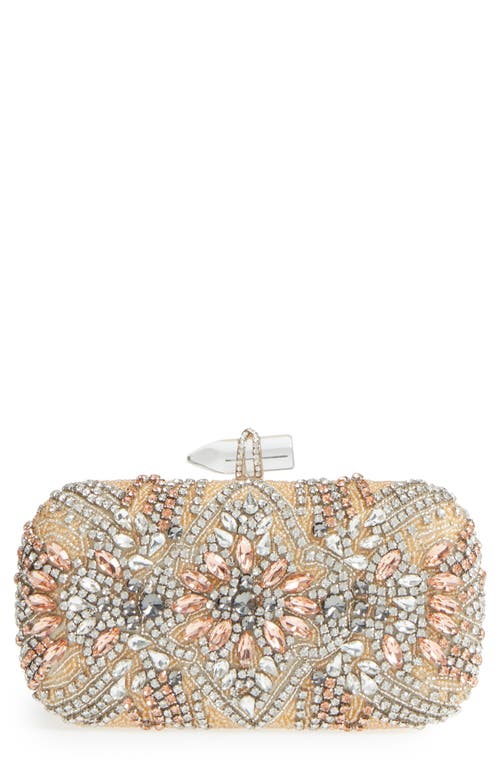 Nina Gelsey Crystal Embellished Minaudière in Gold Multi 