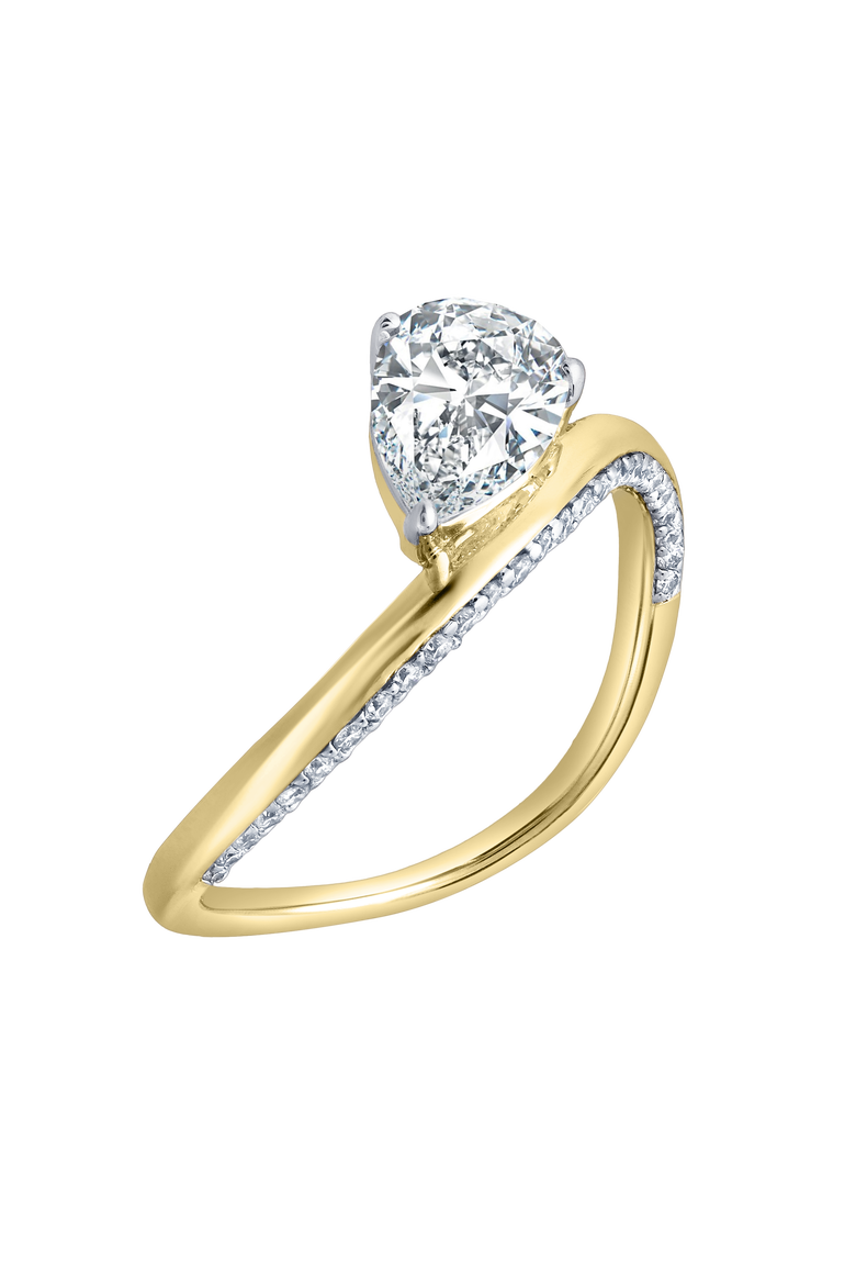 Selena Silk Wave 1.4 Ct Pear Lab Grown Diamond Engagement Ring, Alternate, color, 14K Yellow Gold