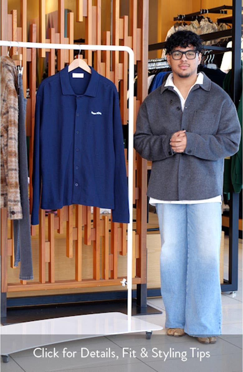 Wordmark Waffle Knit Shirt Jacket, sales video thumbnail