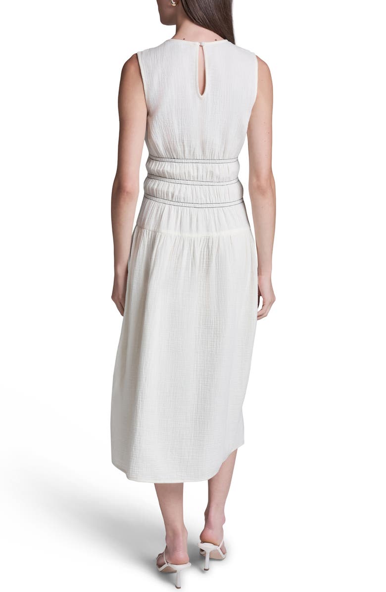 BCBG Cotton Double Gauze Midi Dress, Alternate, color, Whisp White