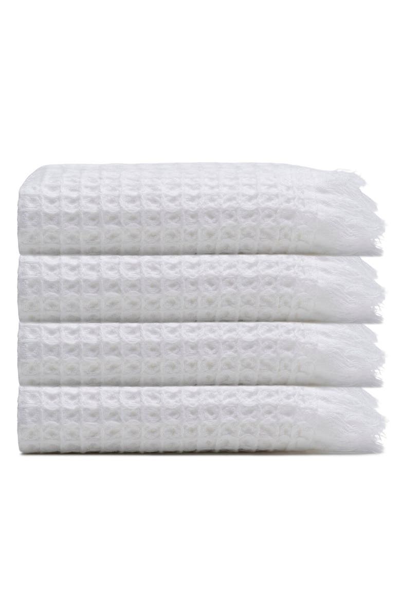Oliviera Home Waffle Turkish Cotton Kitchen & Guest Towel - Set of 4, Main, color, White