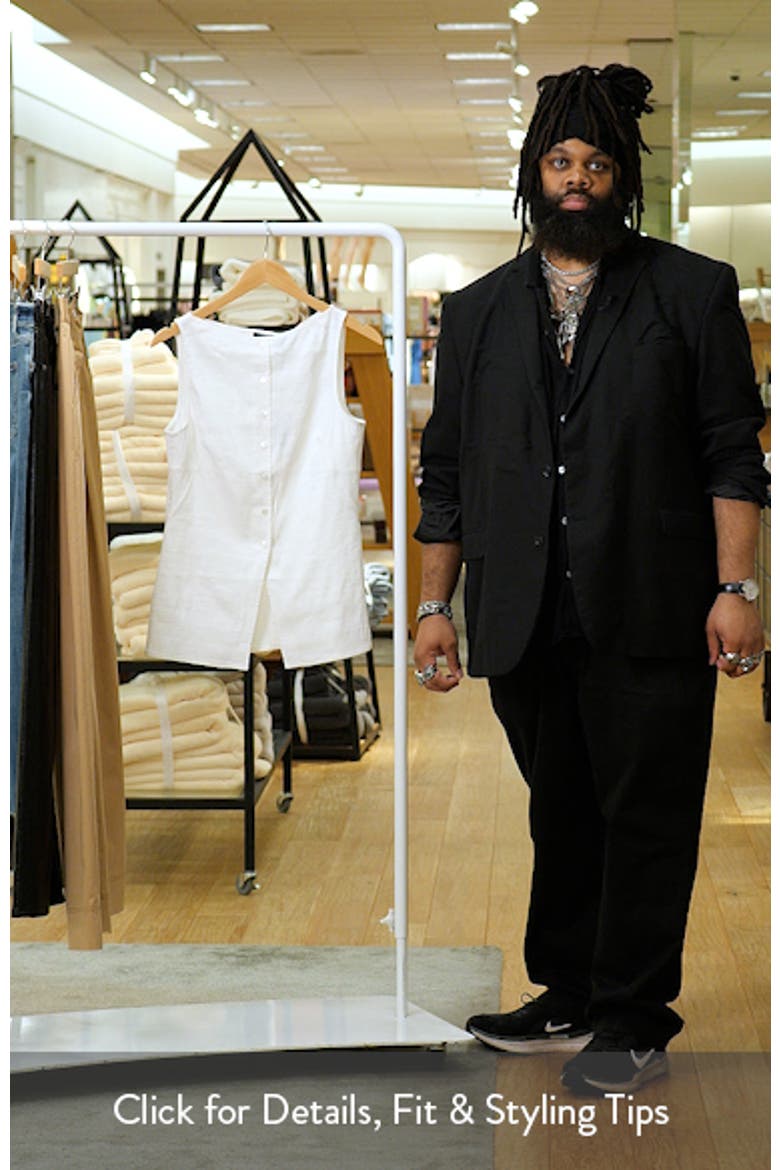 Boatneck Sleeveless Linen Blend Button-Up Shirt video