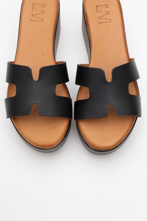 Forever & Always Shoes Lia Leather Platform Sandal In Black