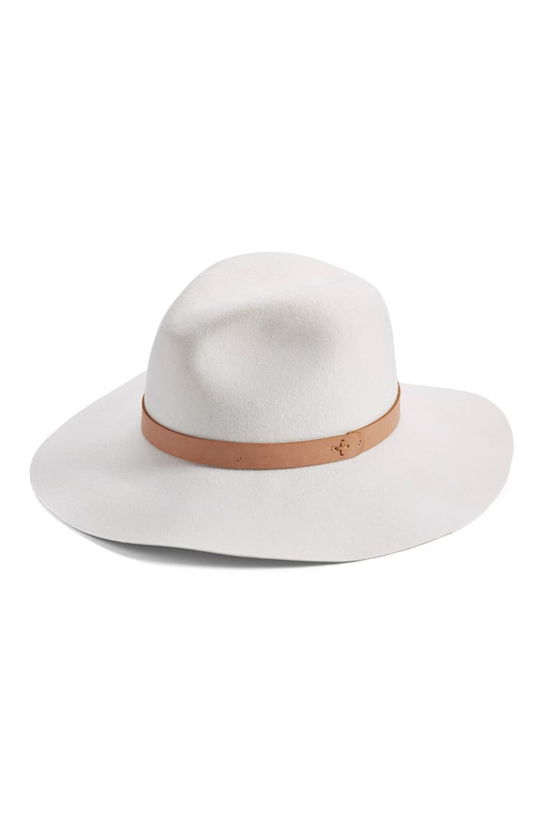 Wide Brim Wool Fedora, Main, color, OFF WHITE