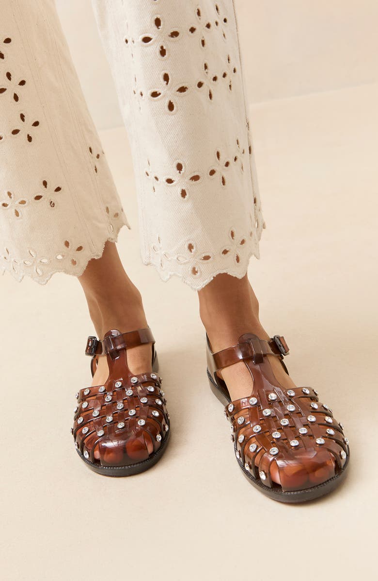 Loeffler Randall Rhys Studded Jelly Sandal, Alternate, color, Brown/ Clear