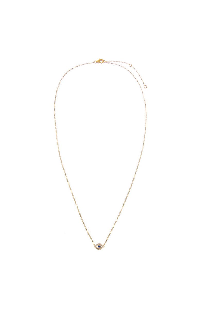 BY ADINA EDEN Diamond Pave & Sapphire Blue Cutout Evil Eye Necklace 14K, Alternate, color, 