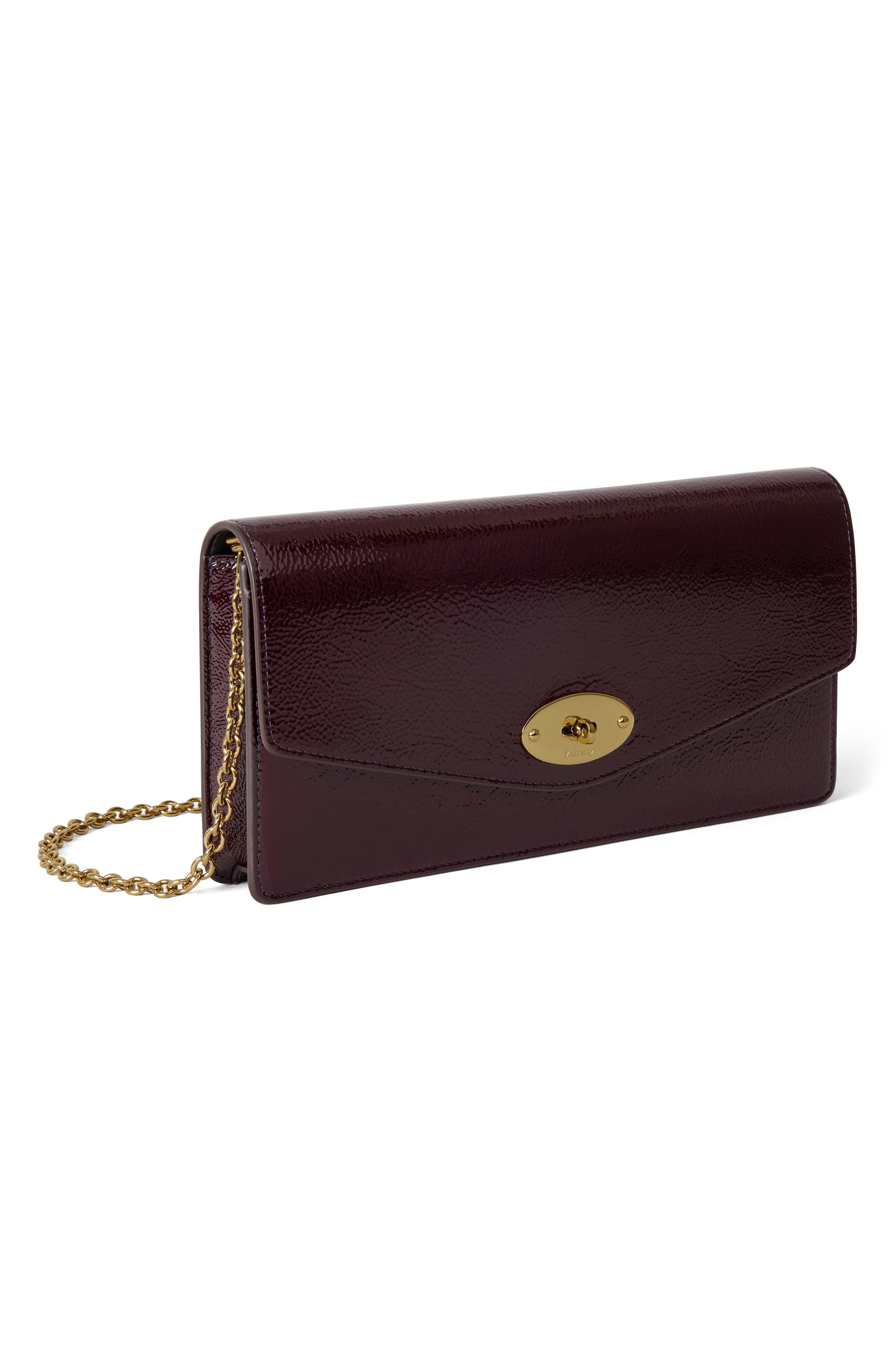 Mulberry Darley Patent Leather Clutch, Alternate, color, Deep Aubergine