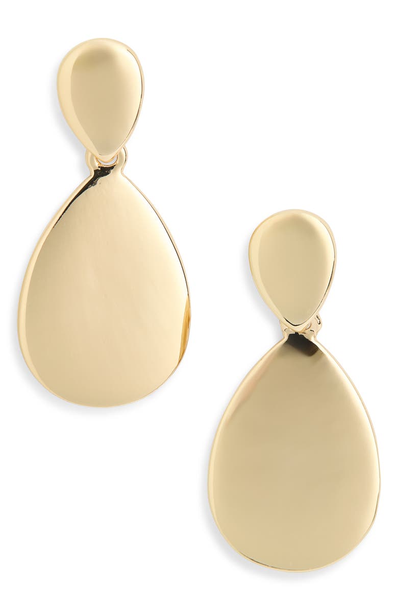 NORDSTROM RACK Flat Polished Teardrop Earrings, Main, color, Gold