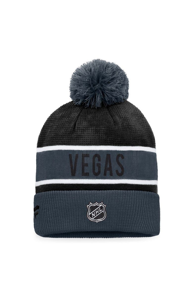 FANATICS Men's Fanatics Branded Gray/Black Vegas Golden Knights Authentic Pro Rink Cuffed Knit Hat with Pom, Alternate, color, Gray