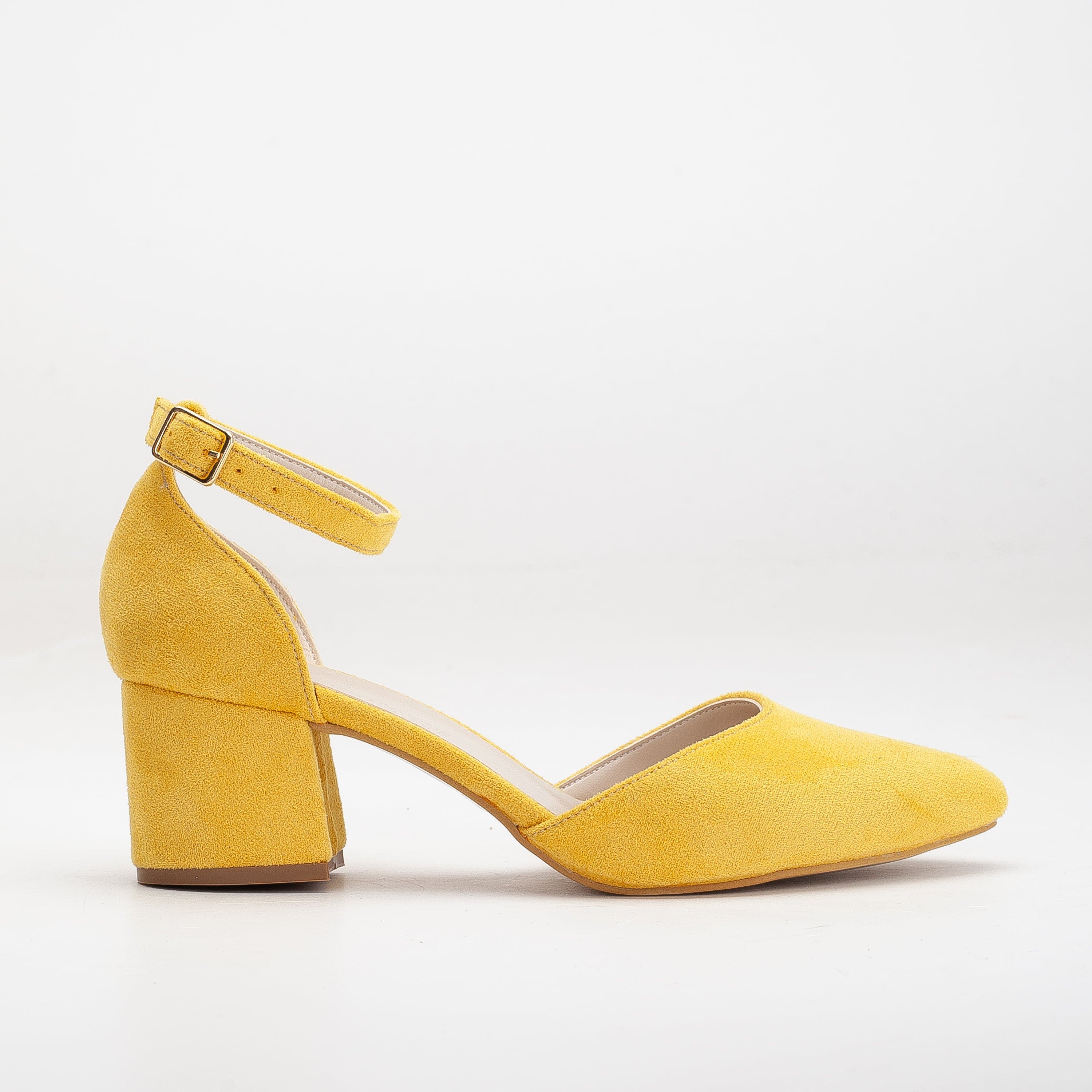 Miranda Low Block Heels with Pearls, Alternate, color, mustard yellow
