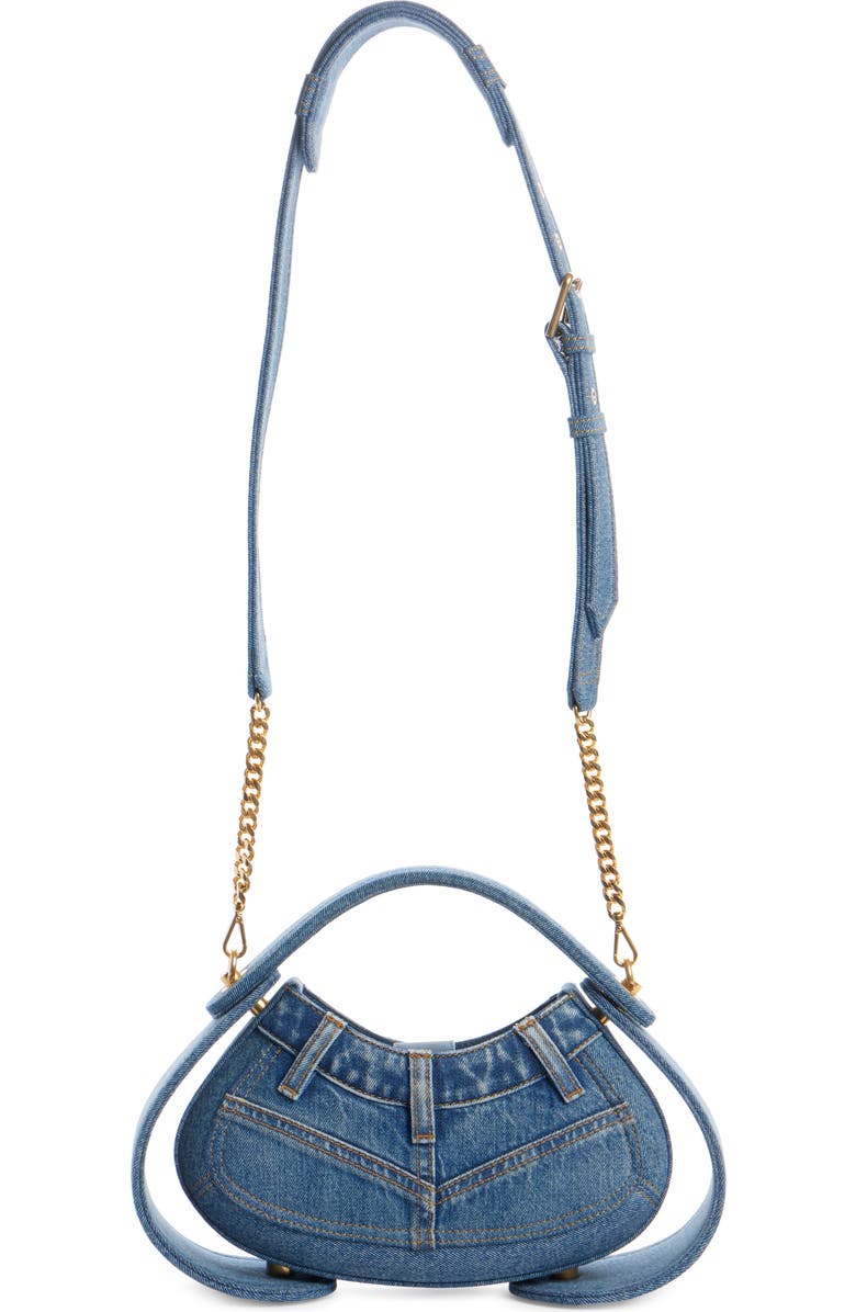Balmain Medium Jolie Madame Denim Top Handle Bag, Alternate, color, 6Ff Denim