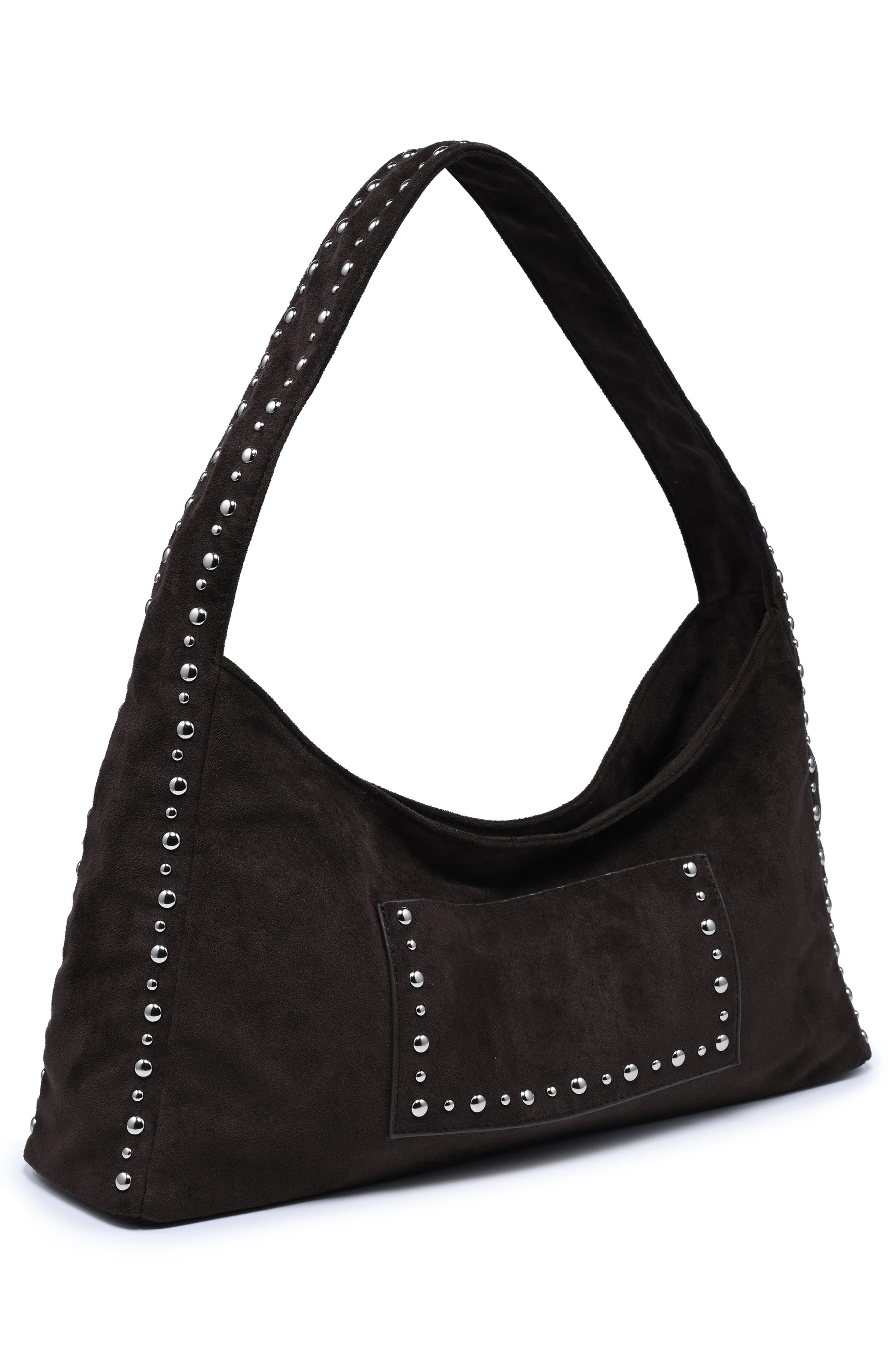 Faux Suede Shoulder Bag, Alternate, color, CHOCOLATE
