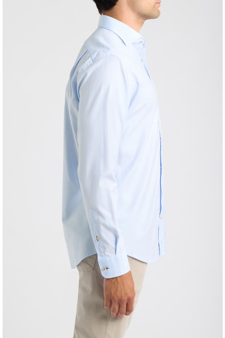 Stretch Twill Solid Long Sleeve Button Up Shirt, Alternate, color, GULF BLUE