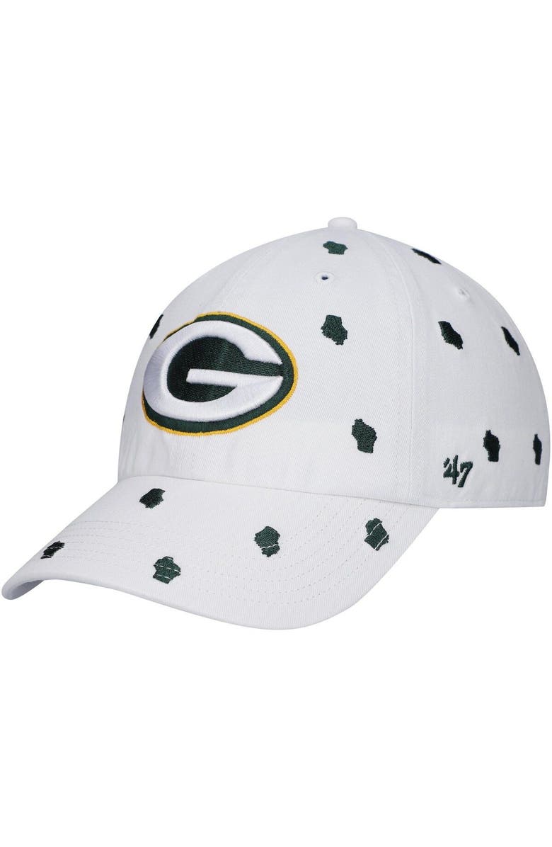 '47 Women's '47 White Green Bay Packers Confetti Clean Up Adjustable Hat, Main, color, White