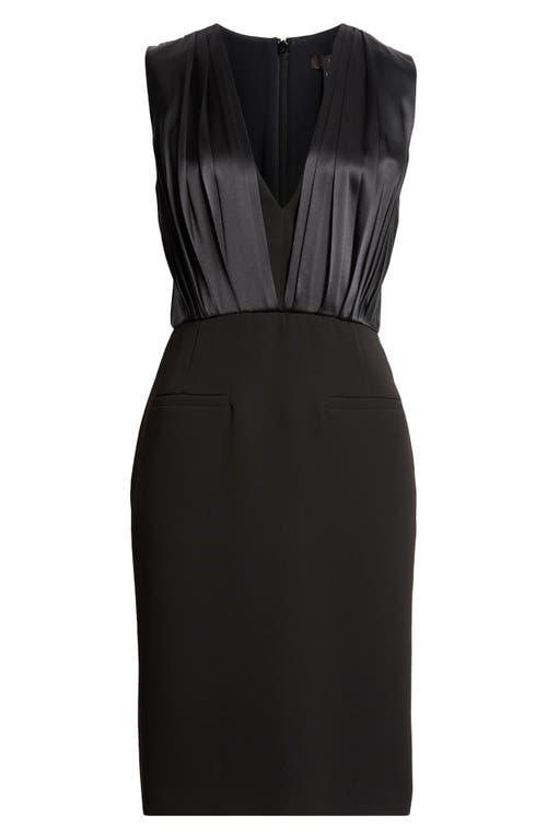 Max Mara Vittor Pleated Overlay Sleeveless Cady Dress In Black