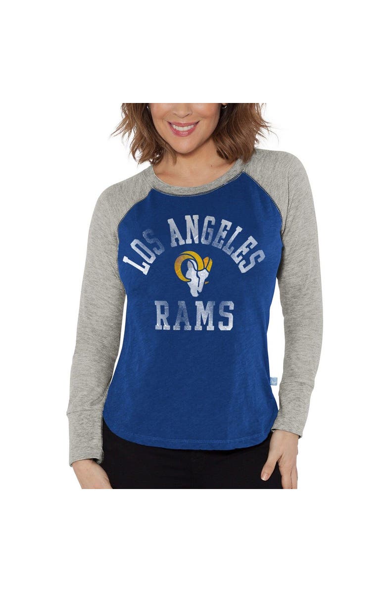 G-III 4HER BY CARL BANKS Women's G-III 4Her by Carl Banks Royal/Heather Gray Los Angeles Rams Waffle Knit Raglan Long Sleeve T-Shirt, Main, color, Royal