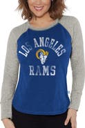 G-III 4HER BY CARL BANKS Women's G-III 4Her by Carl Banks Royal/Heather Gray Los Angeles Rams Waffle Knit Raglan Long Sleeve T-Shirt