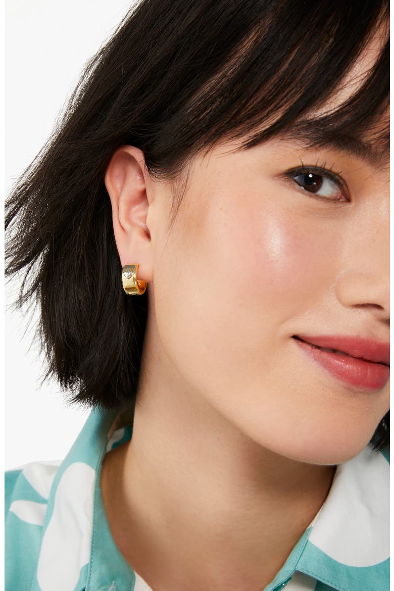 heartful huggie hoop earrings, Alternate, color, GOLD/SILVER