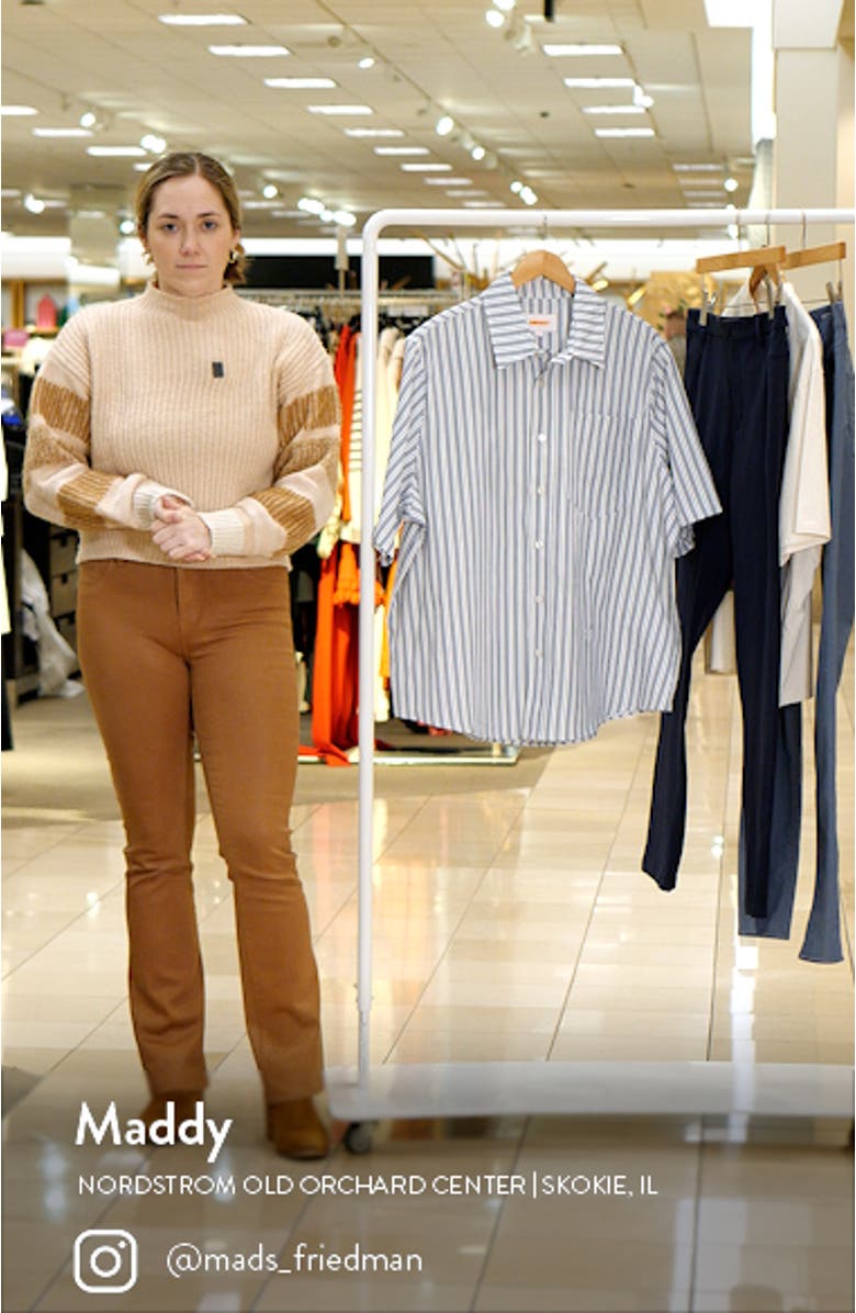 Stripe Boxy Fit Short Sleeve Button-Up Shirt, sales video thumbnail