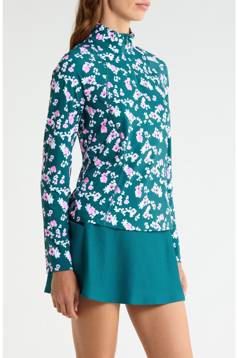 Blossom Silky Tech Nylon Quarter Zip Pullover, Alternate, color, MARINE TEAL