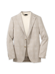 Paul Fredrick Cotton Blend Plaid Single Breasted Notch Lapel Knit Sport Coat