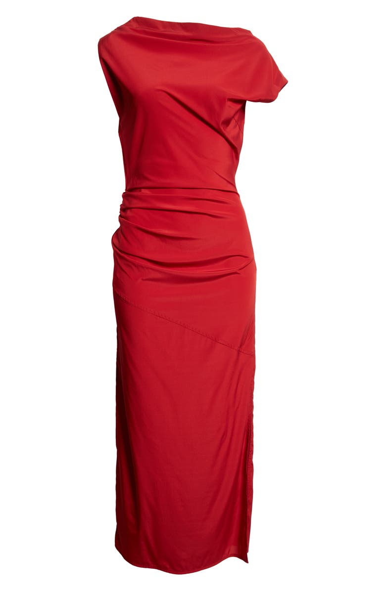 Proenza Schouler Tasa Ruched Asymmetric Dress, Alternate, color, Scarlet