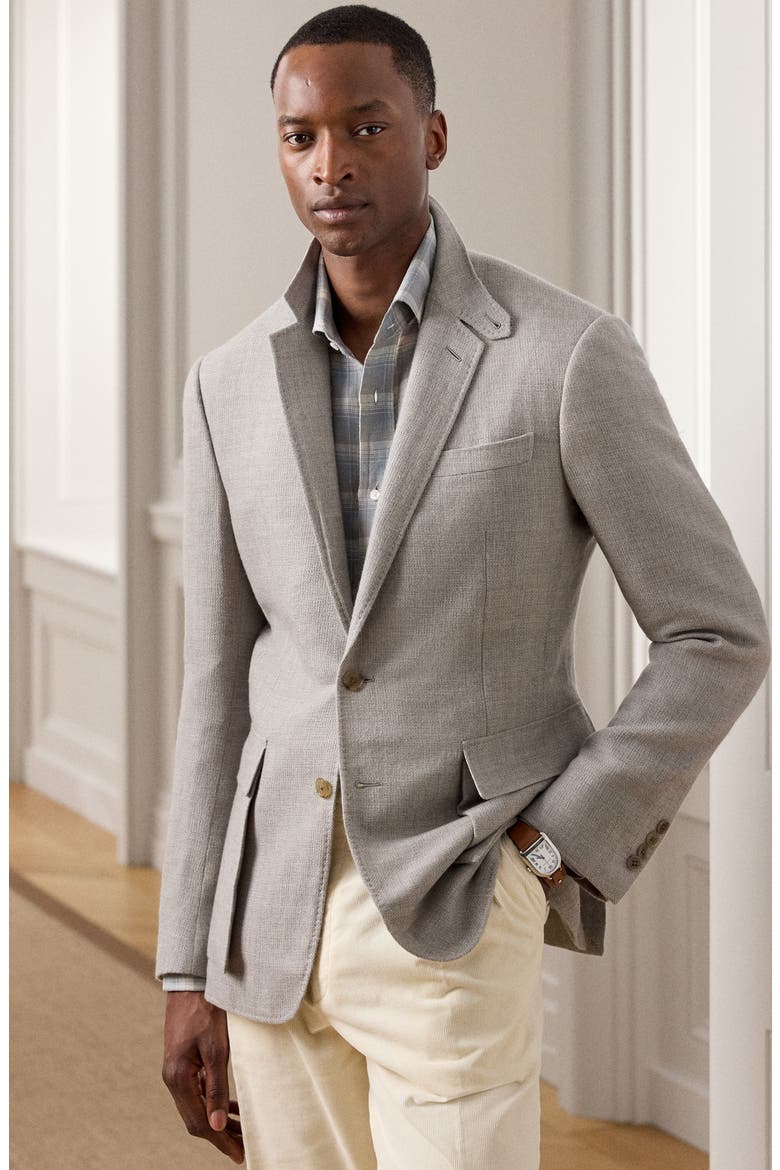 Textured Open Weave Cashmere and Wool Sport Coat, Alternate, color, PEARL GREY
