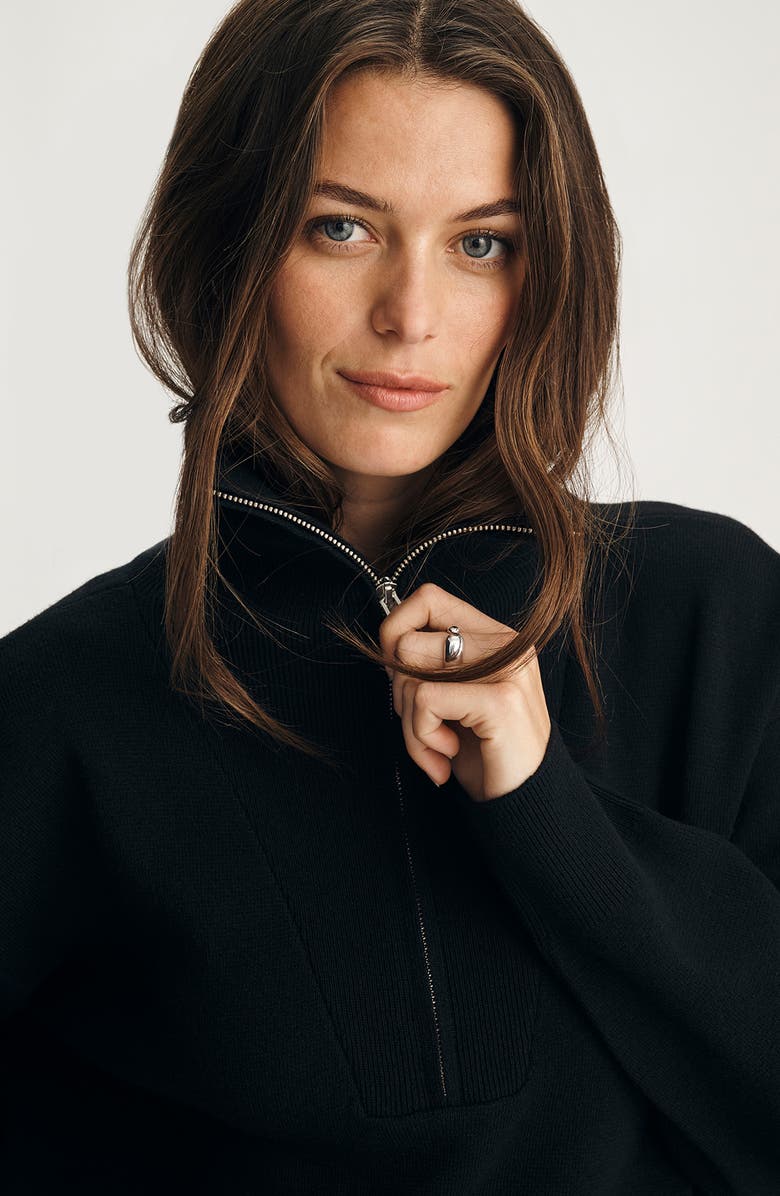 Mavi Jeans Half Zip Polo Sweater, Alternate, color, Black