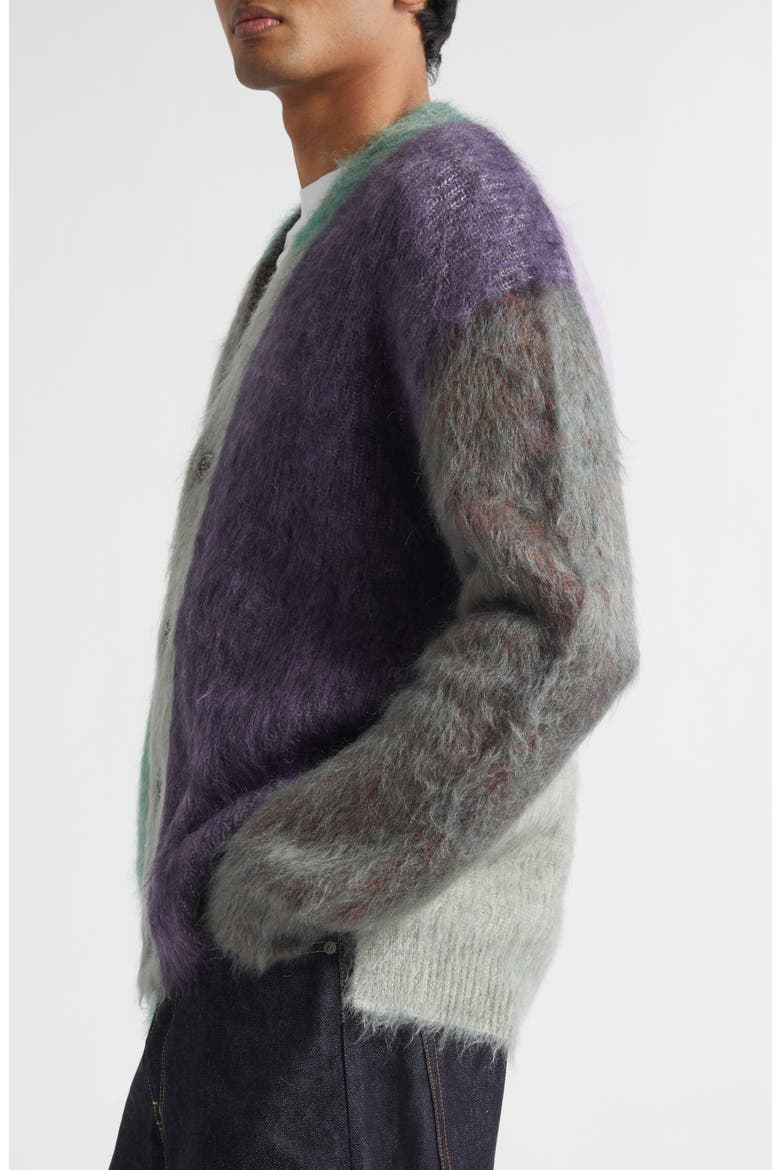 Patti Colorblock Brushed One of a Kind Cardigan, Alternate, color, GREEN/ PURPLE MULTI
