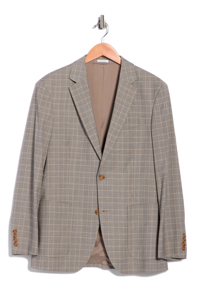 Trim Fit Twill Sport Coat, Alternate, color, TAN GLEN PLAID