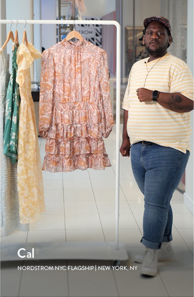 Paisley Smocked Long Sleeve Tiered Dress, sales video thumbnail